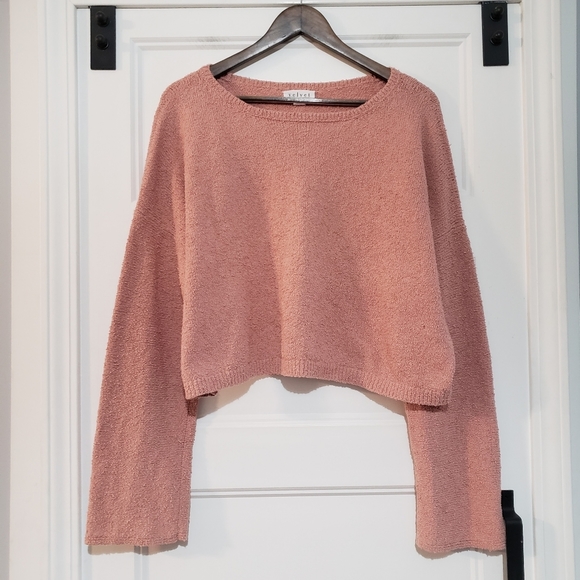 Velvet Graham + Spencer Womens XL Nabi Knit Crop Boxy Sweater Long Sleeve Pink - Picture 1 of 9
